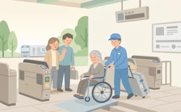 駅・空港への移動で介護タクシーを使う確認ポイントを表すイラスト