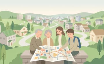 地域から介護タクシー事業所を探す|都市部・郊外それぞれのコツを表すイラスト