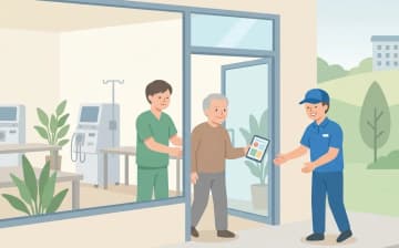 透析通院で介護タクシーを継続利用するポイントを表すイラスト