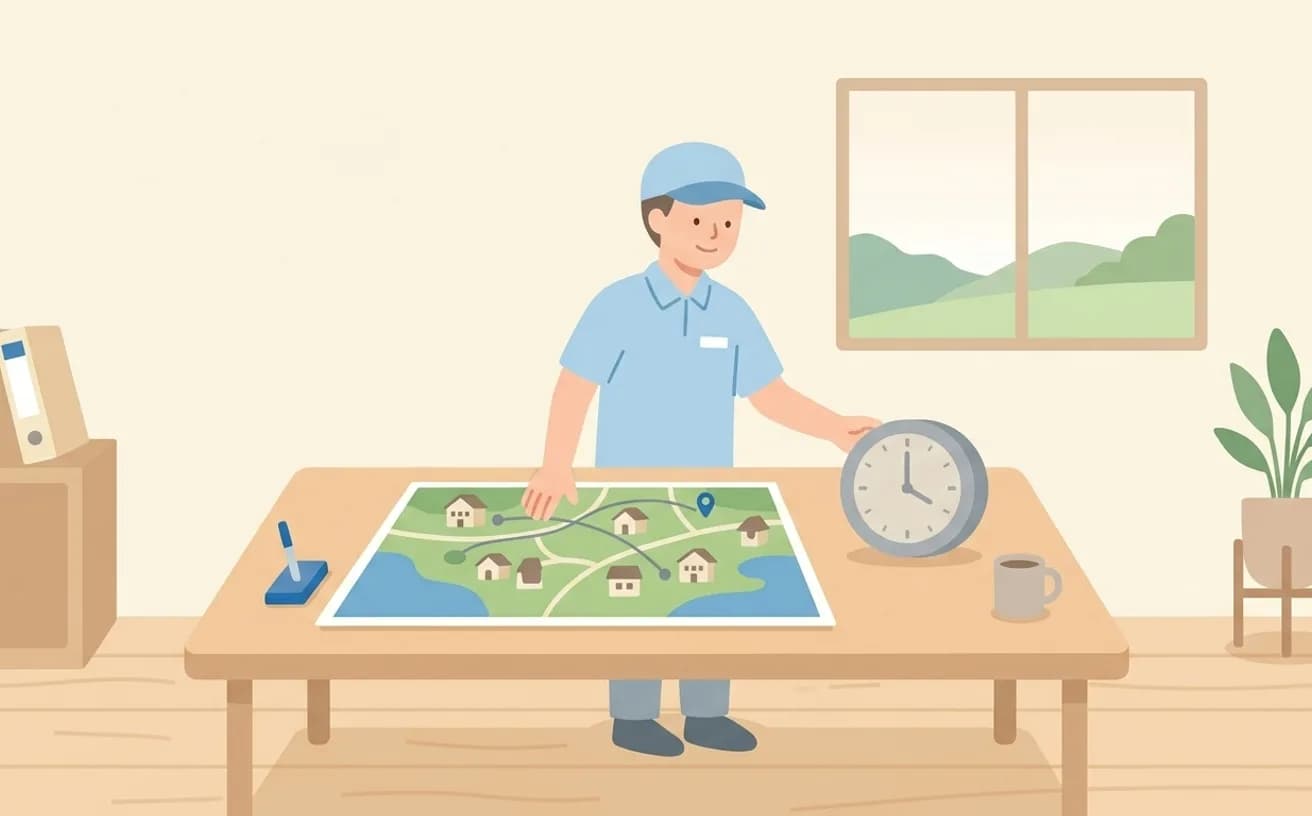 距離制・時間制運賃の見比べ方を表すイラスト