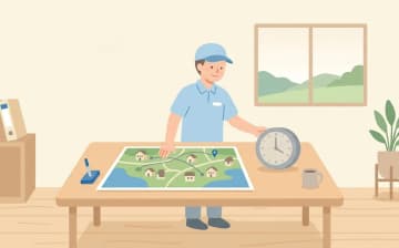 距離制・時間制運賃の見比べ方を表すイラスト