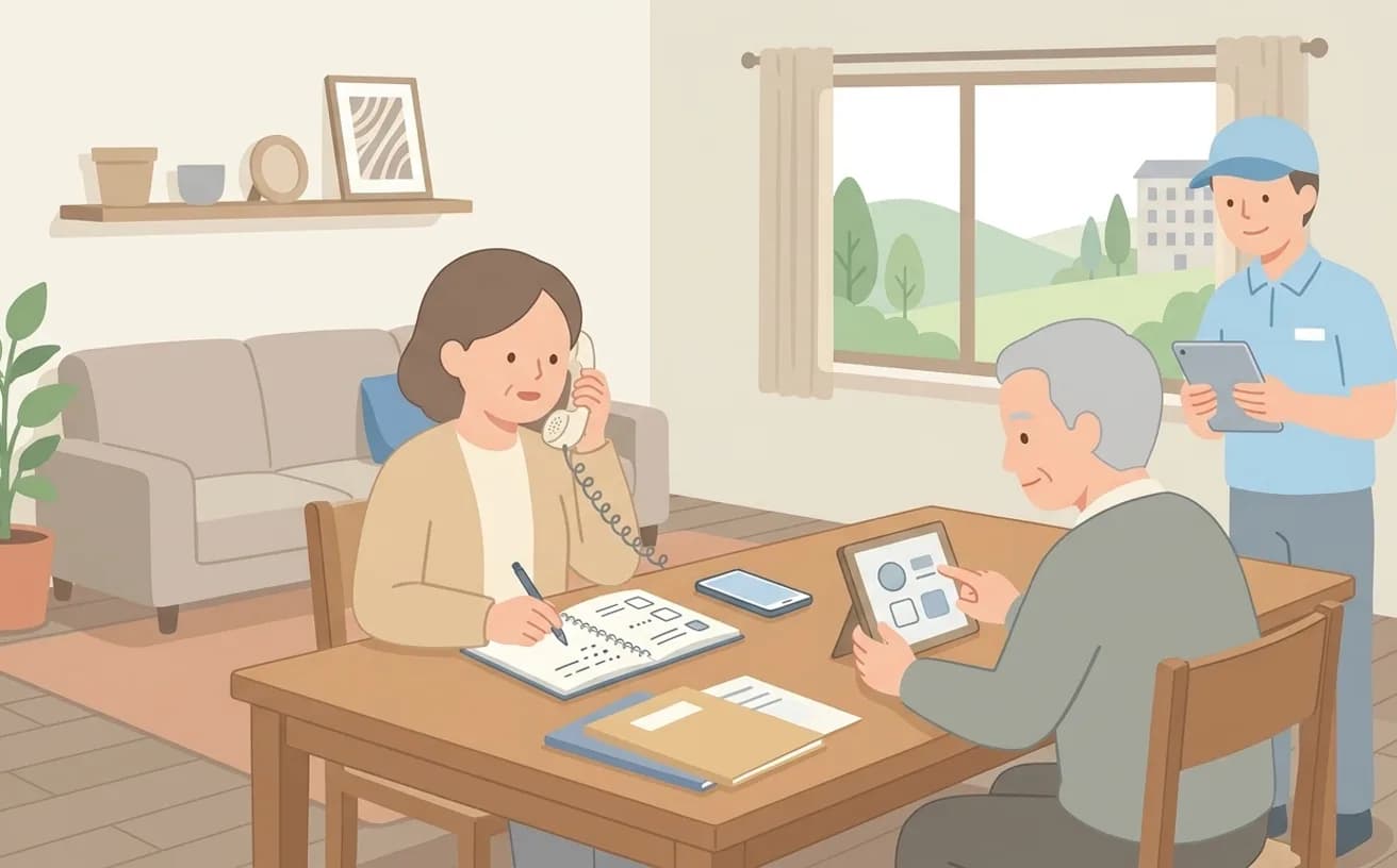 介護タクシーの見積もりを依頼するときの伝え方を表すイラスト