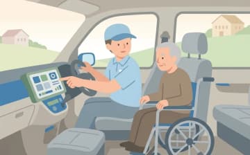 介護タクシーのメーター運賃の見方を表すイラスト