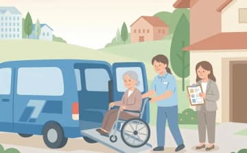 介護保険タクシーとは?通院等乗降介助の対象と条件をやさしく解説を表すイラスト