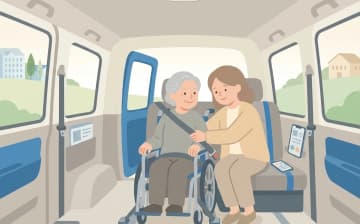 介護保険利用時に家族は介護タクシーに同乗できる?確認の進め方を表すイラスト