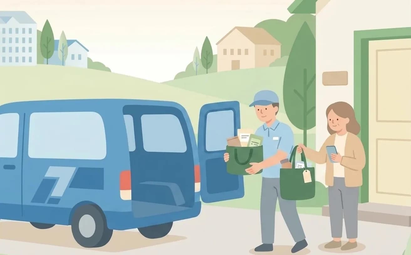 荷物・薬・医療機器を持つ移動の確認ポイントを表すイラスト