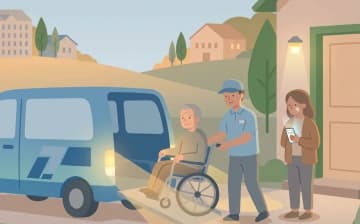早朝・夜間の介護タクシー料金の確認ポイントを表すイラスト