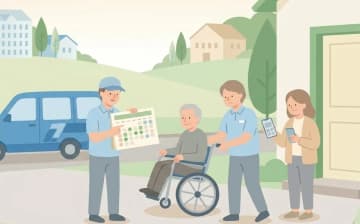 定期利用の介護タクシーを予約する確認ポイントを表すイラスト