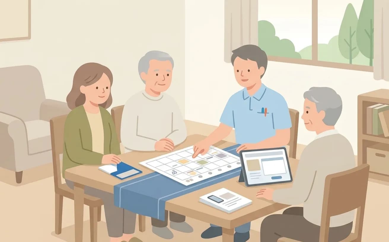 介護タクシーを利用するまでの流れ|保険・自費それぞれの手順を解説を表すイラスト