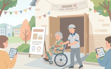 家族行事で介護タクシーを使う確認ポイントを表すイラスト