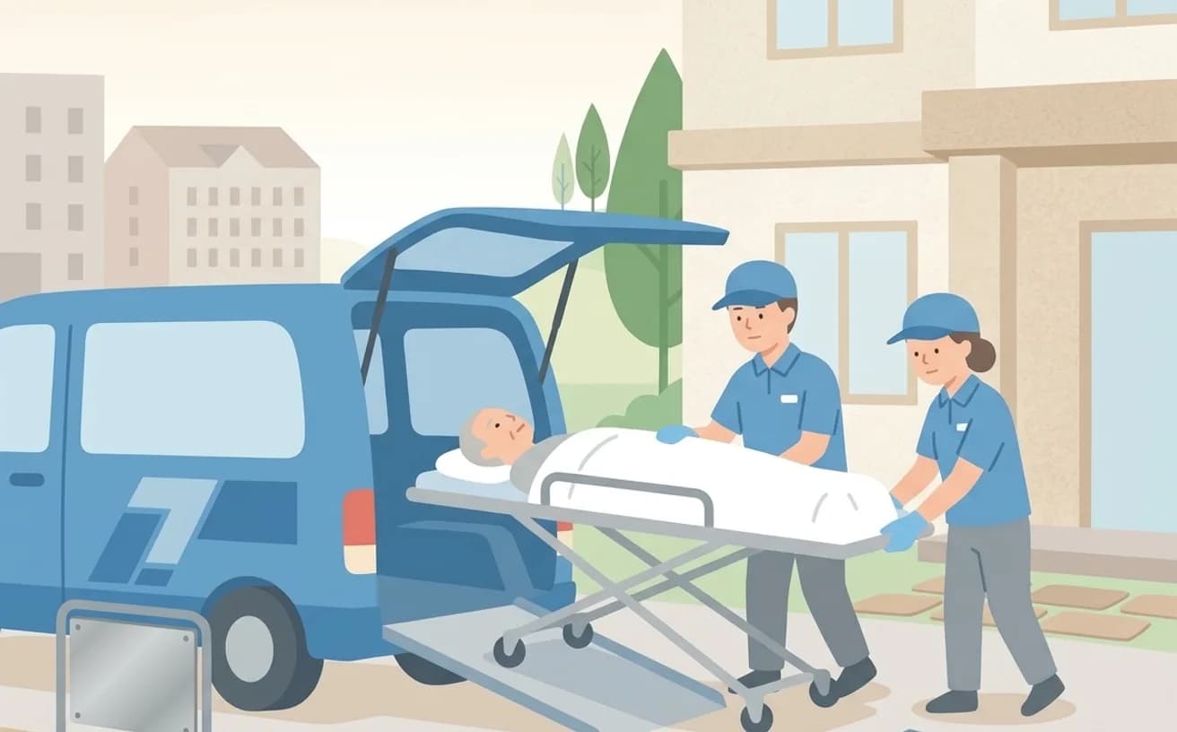 ストレッチャー対応車両を選ぶときの確認ポイント|早めの手配が鍵を表すイラスト